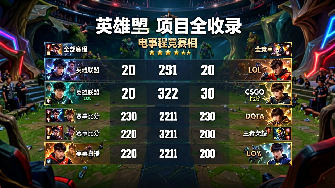 英雄联盟电竞赛事比分与赛程数据